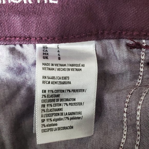 American Eagle Hi-Rise Shortie Maroon Jean Shorts - Picture 5 of 5